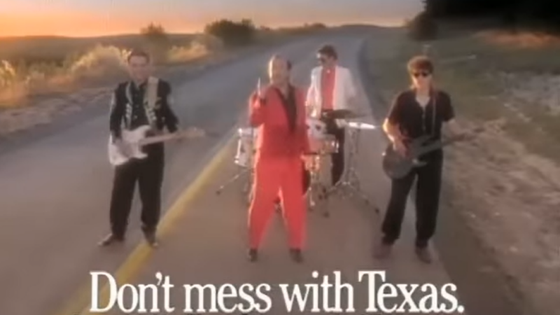 Musical band the Fabulous Thunderbirds promote Don't mess with Texas.