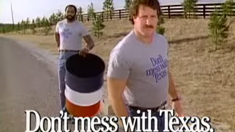 Dallas Cowboys Defense Randy White and “Too Tall” Jones promote Don't mess with Texas.