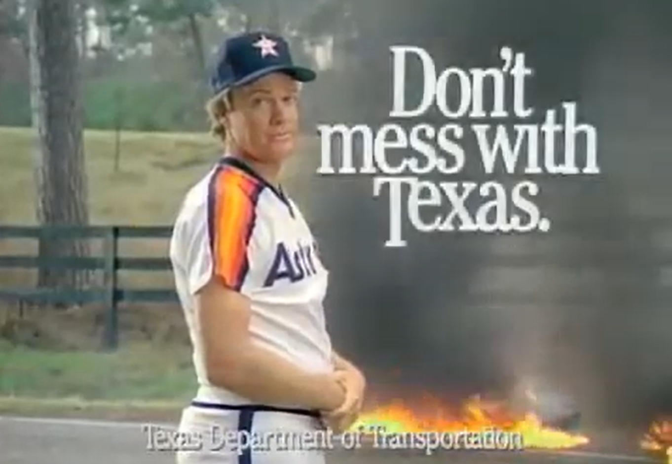 Astros Pitcher Mike Scott promotes Don't mess with Texas.